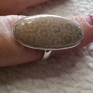 Unique FOSSIL CORAL Handmade Sterling 925 Ring Size 10.25 #396E